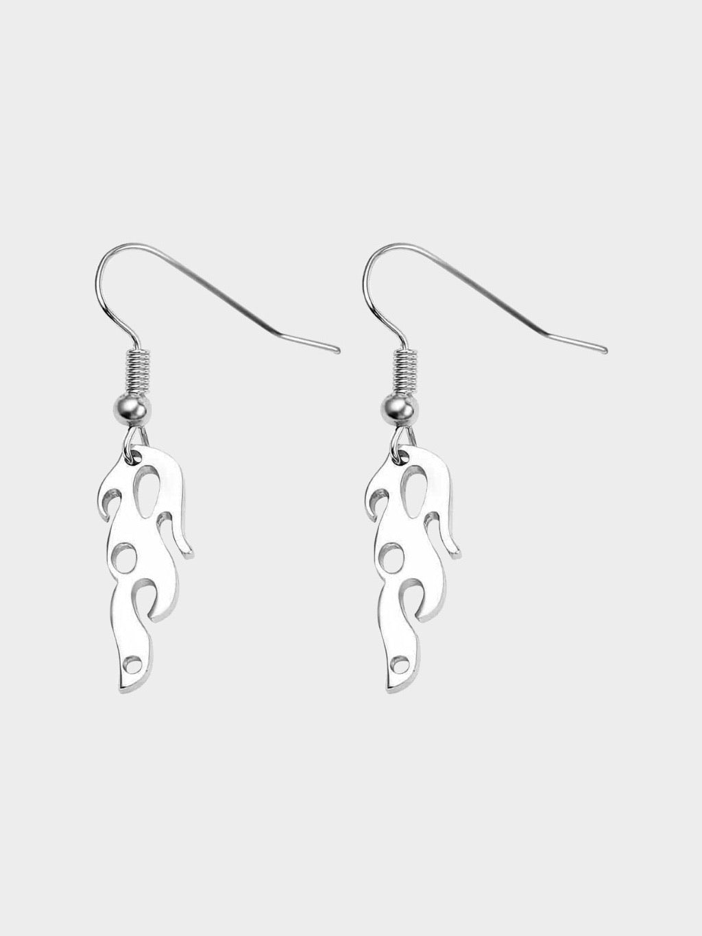 silver plated flame earrings