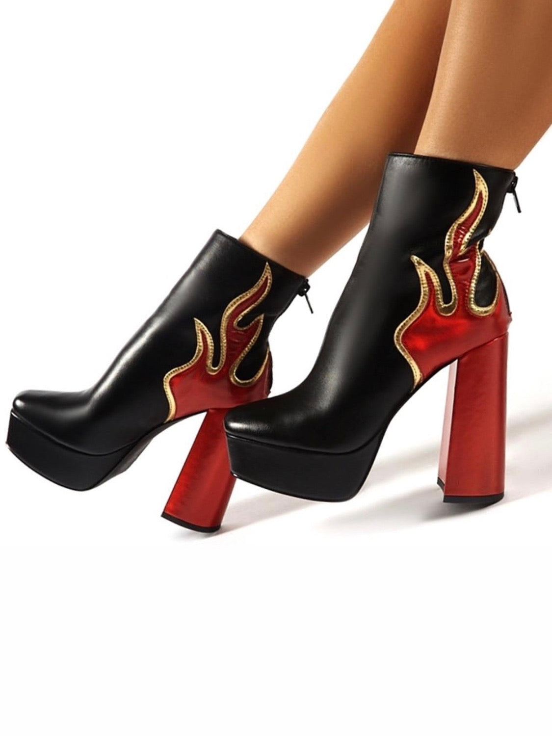 Platform Boots red Flames