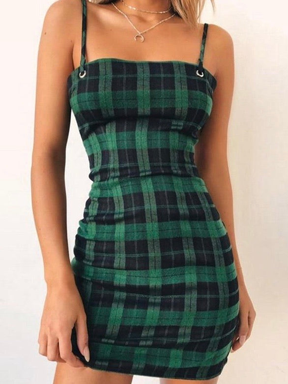 Plaid dress slim