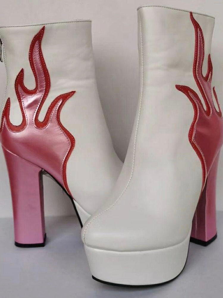 Platform Boots pink Flames