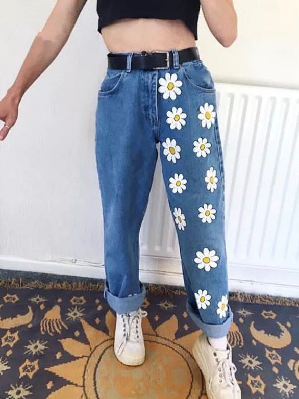 Jeans Hight waisted flower