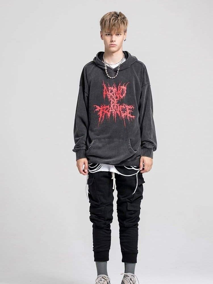 RED GOTH HOODIE OVERSIZE