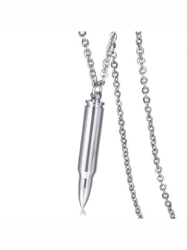 silver plated bullet necklace with a small compartment into it