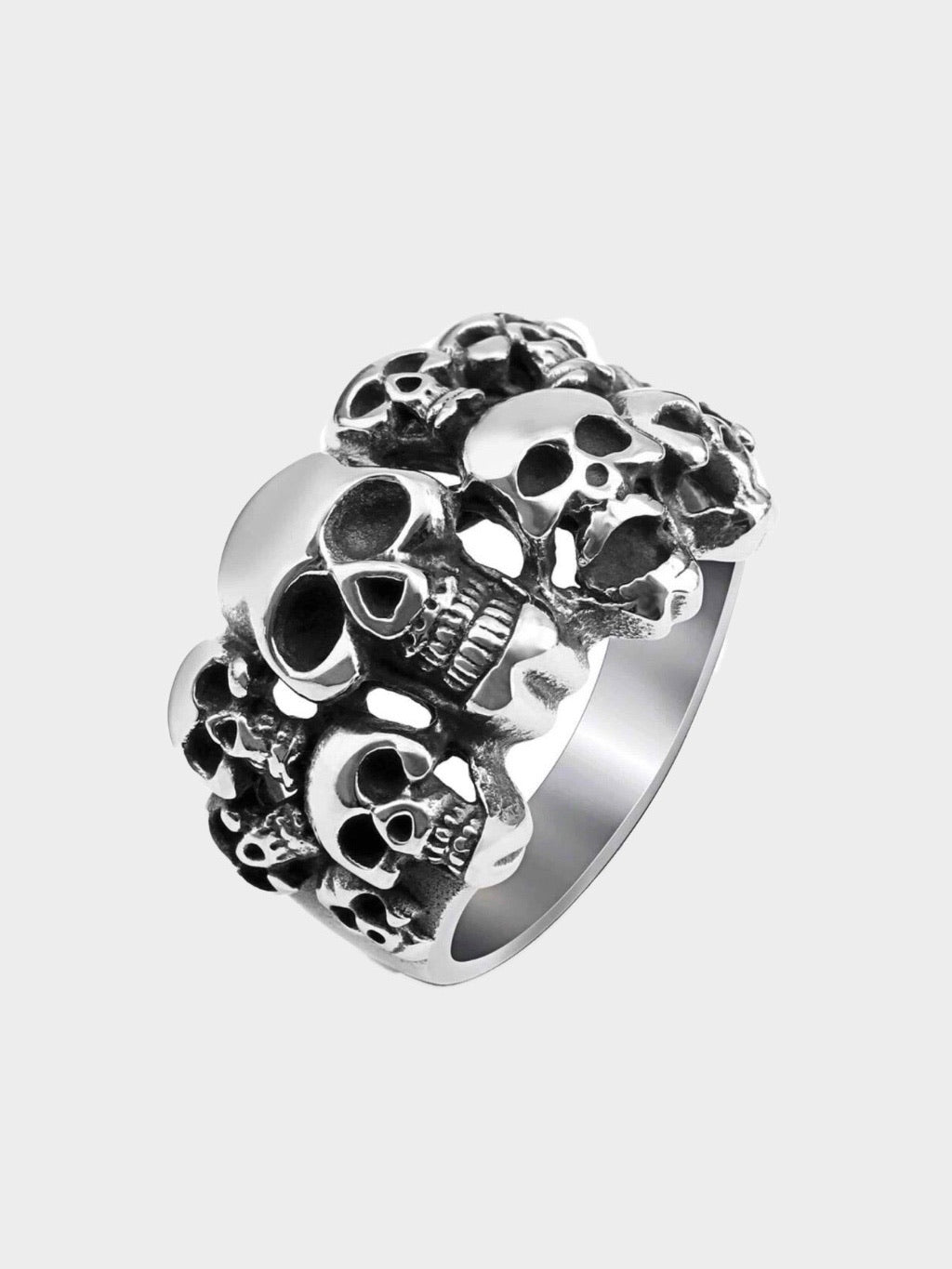 silver plated skulls ring