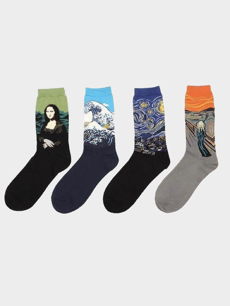 classical art socks, mona lisa, picasso etc