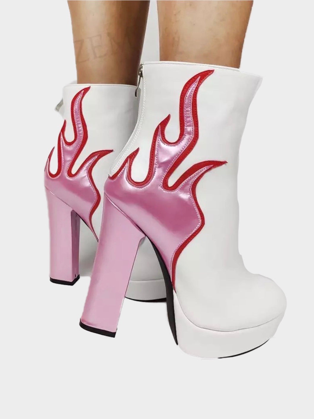 Platform Boots pink Flames