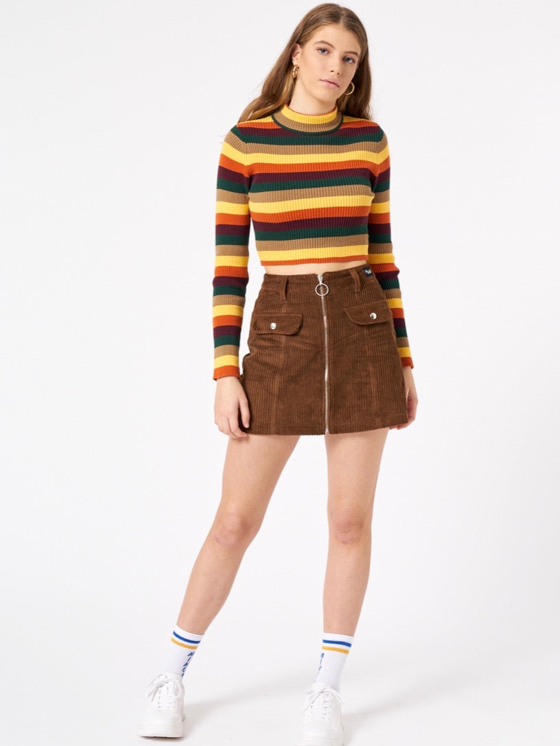 DEEP WARM STRIPED RIBBED TOP