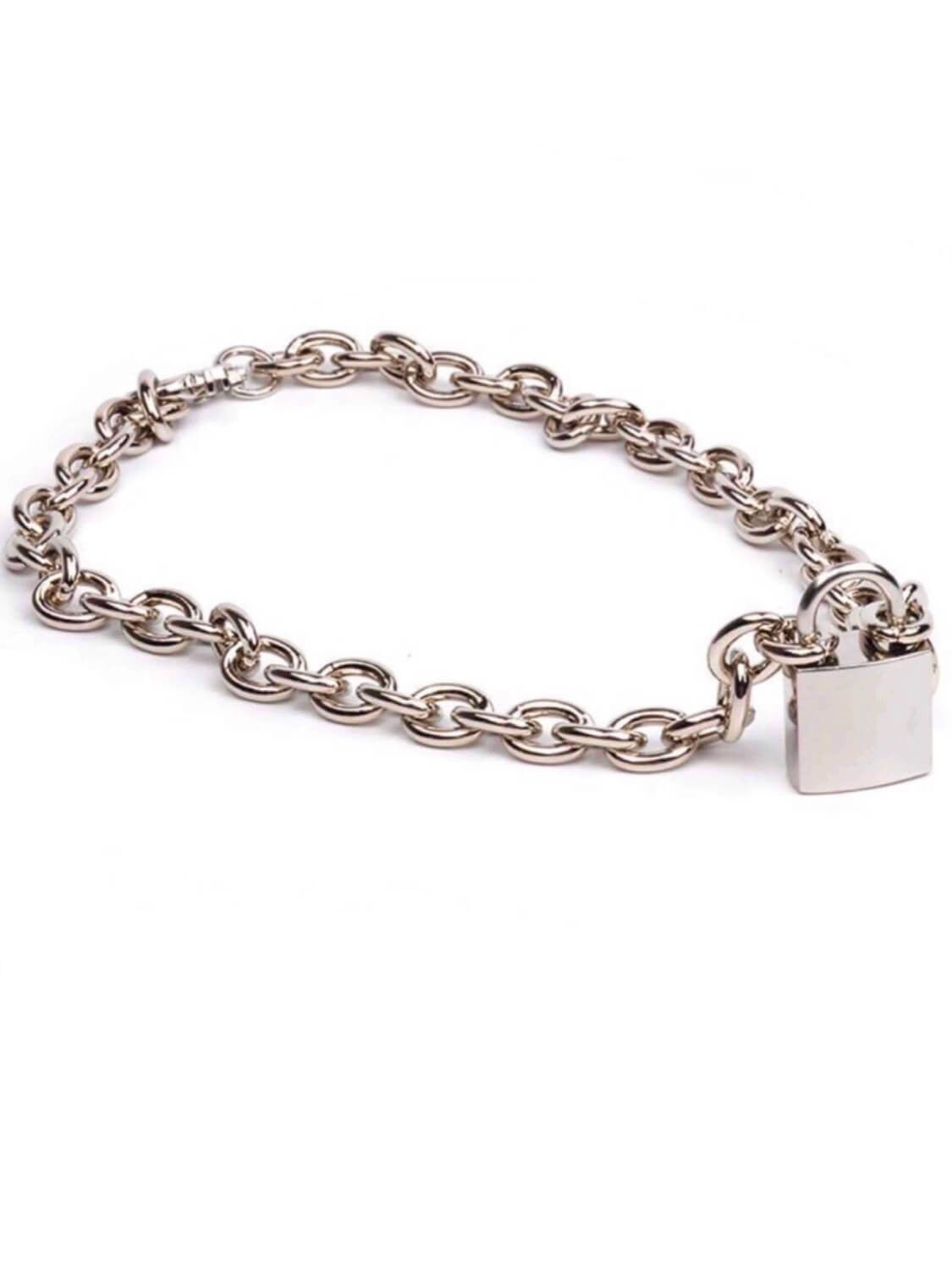 padlock with big rings necklace  on a white background