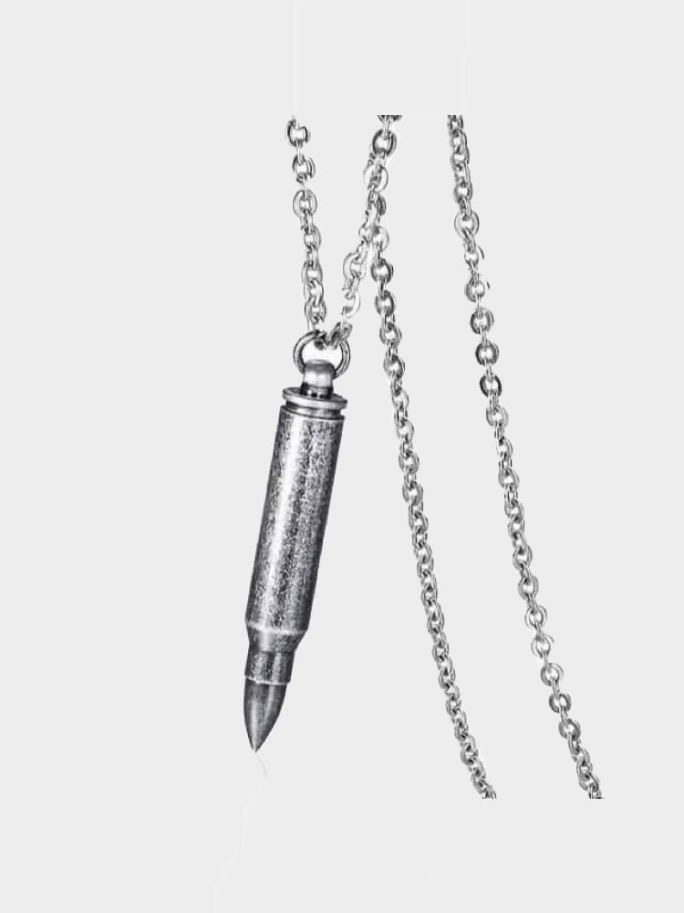 silver antique bullet necklace with a small compartment into it