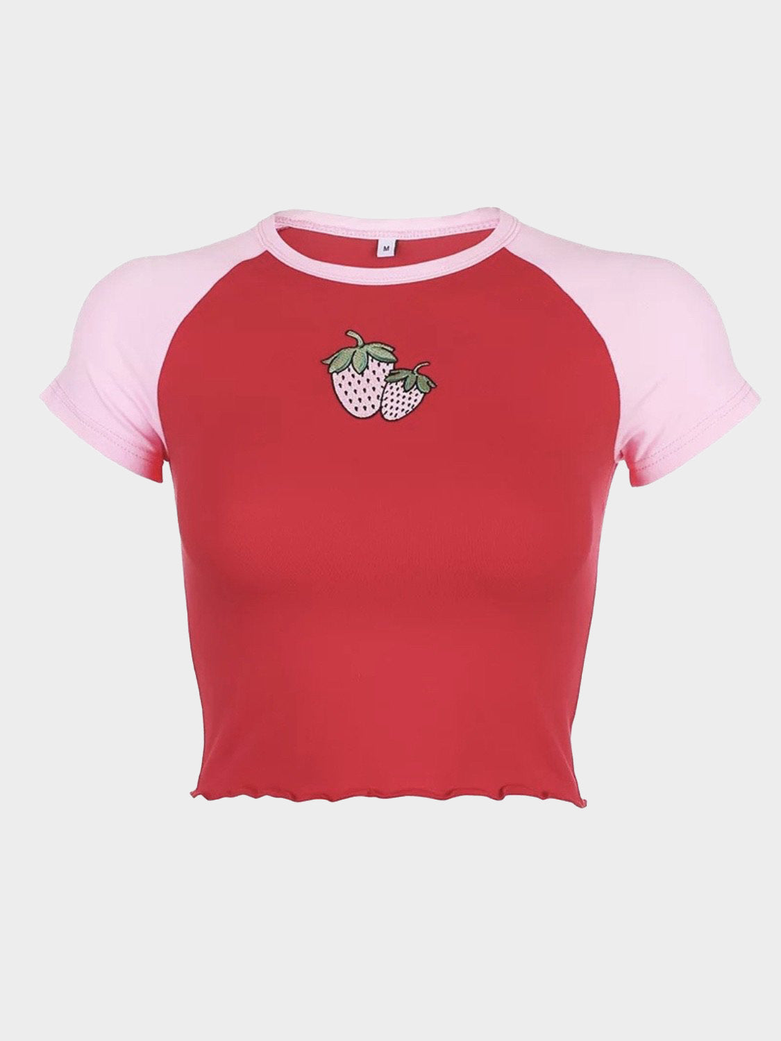 Strawberry embroidery crop tops