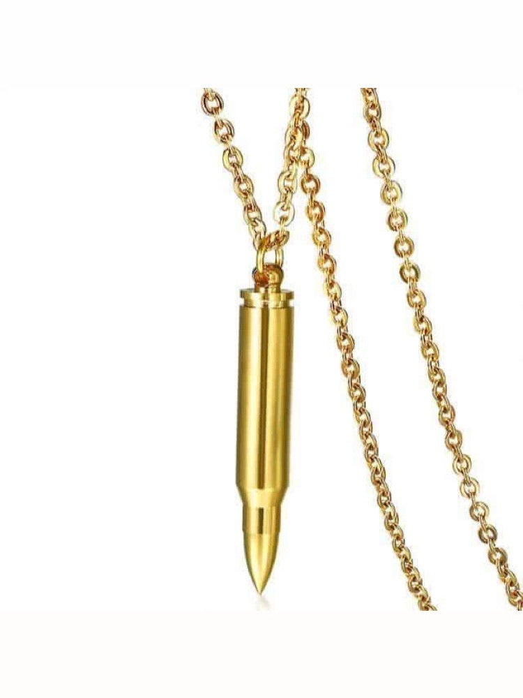 gold bullet necklace with a small compartment into it