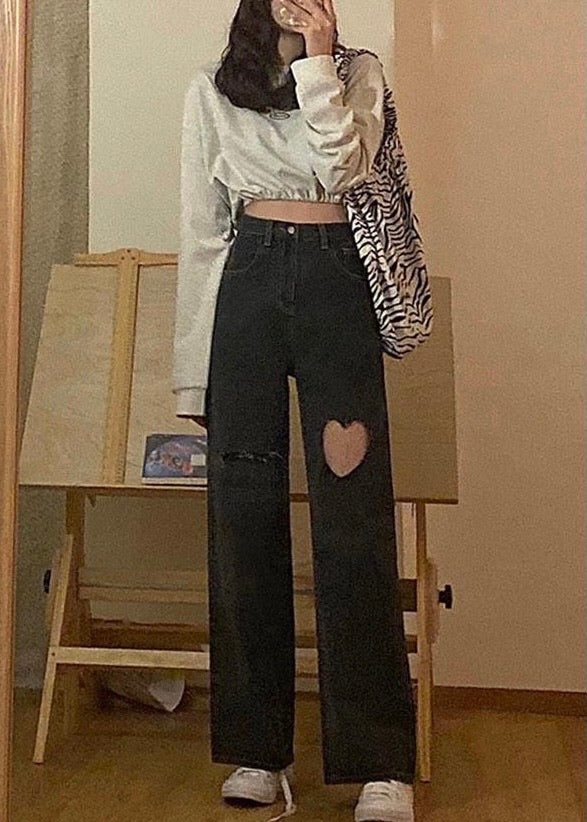 Heart shaped hole jeans