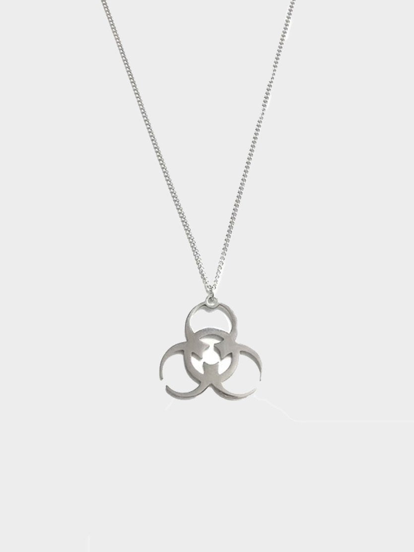 silver biohazard logo chain