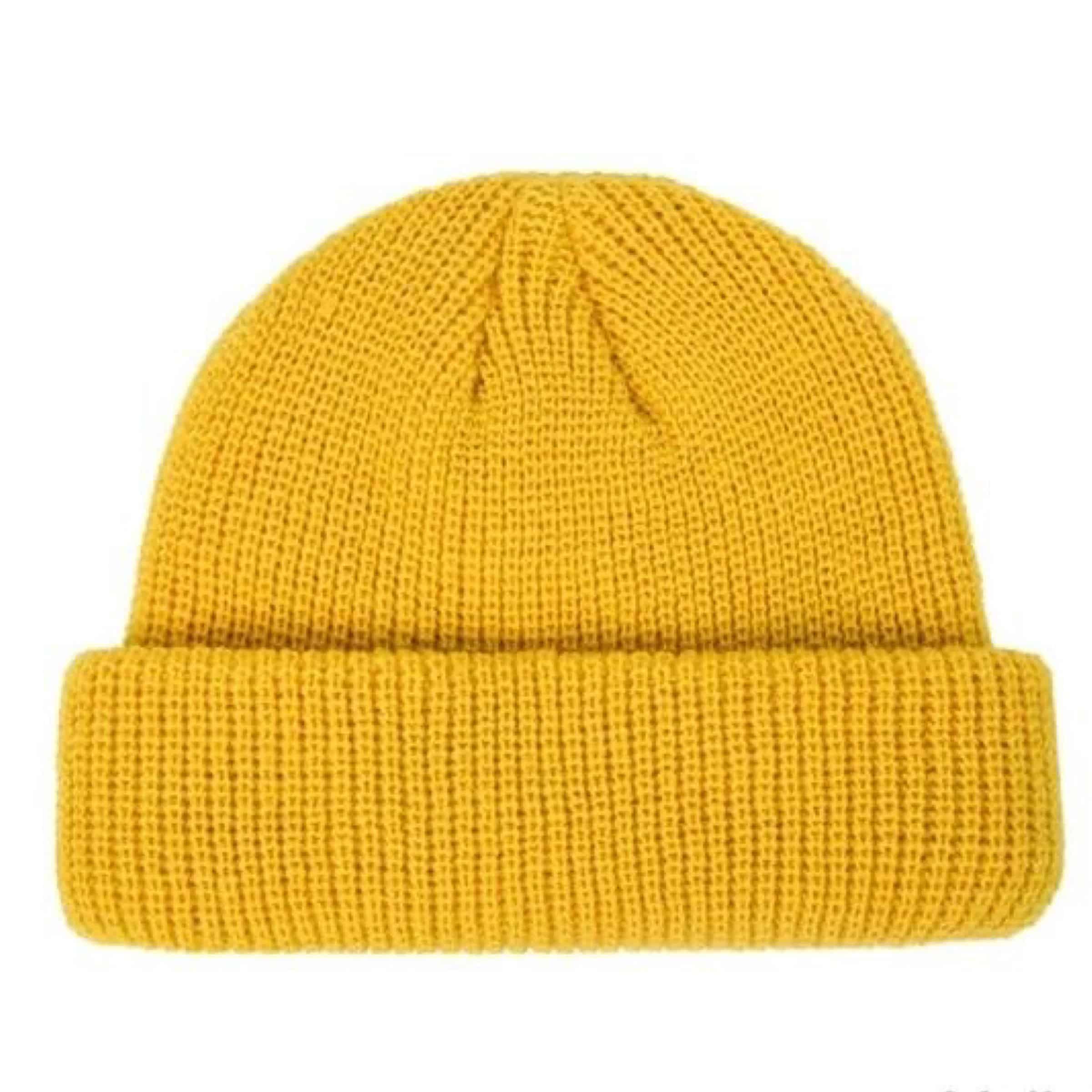 yellow retro knitted beanie