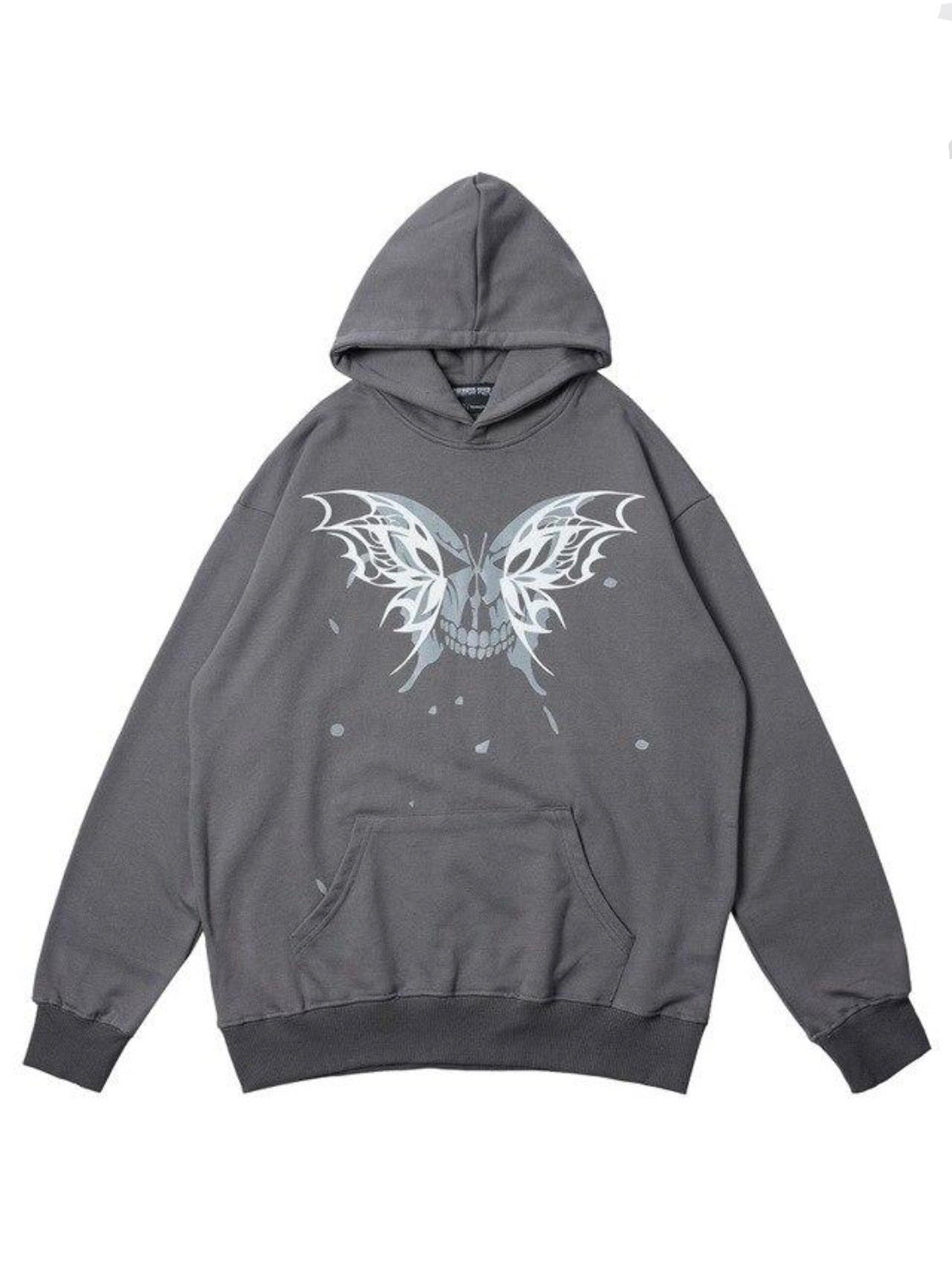 Hoodie loose skull butterfly