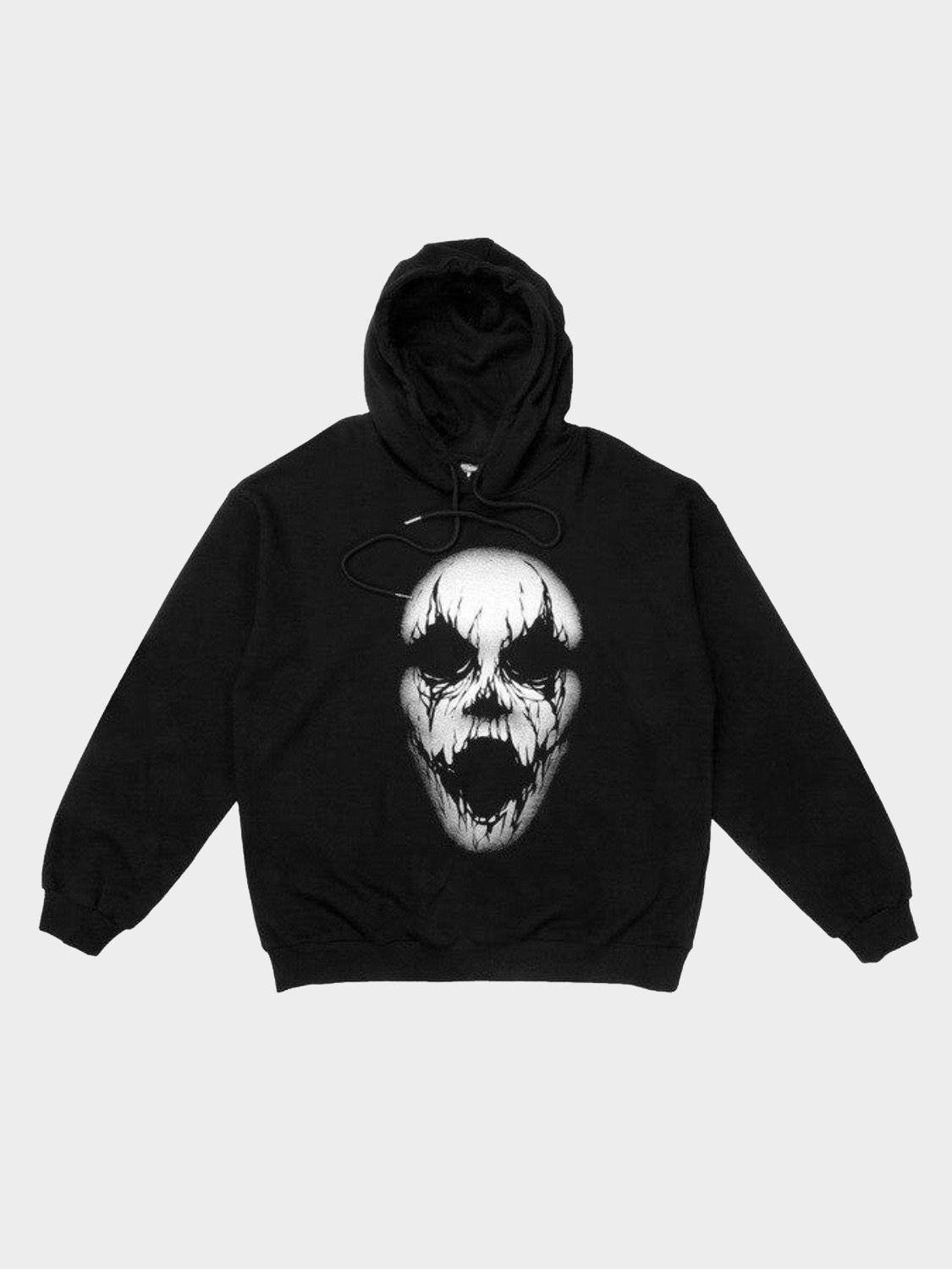 Skull print fleece hoodie