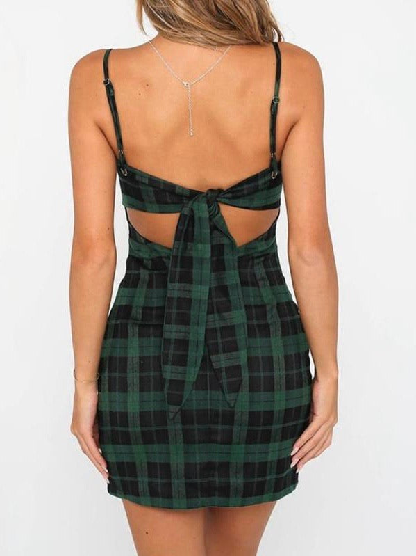 Plaid dress slim