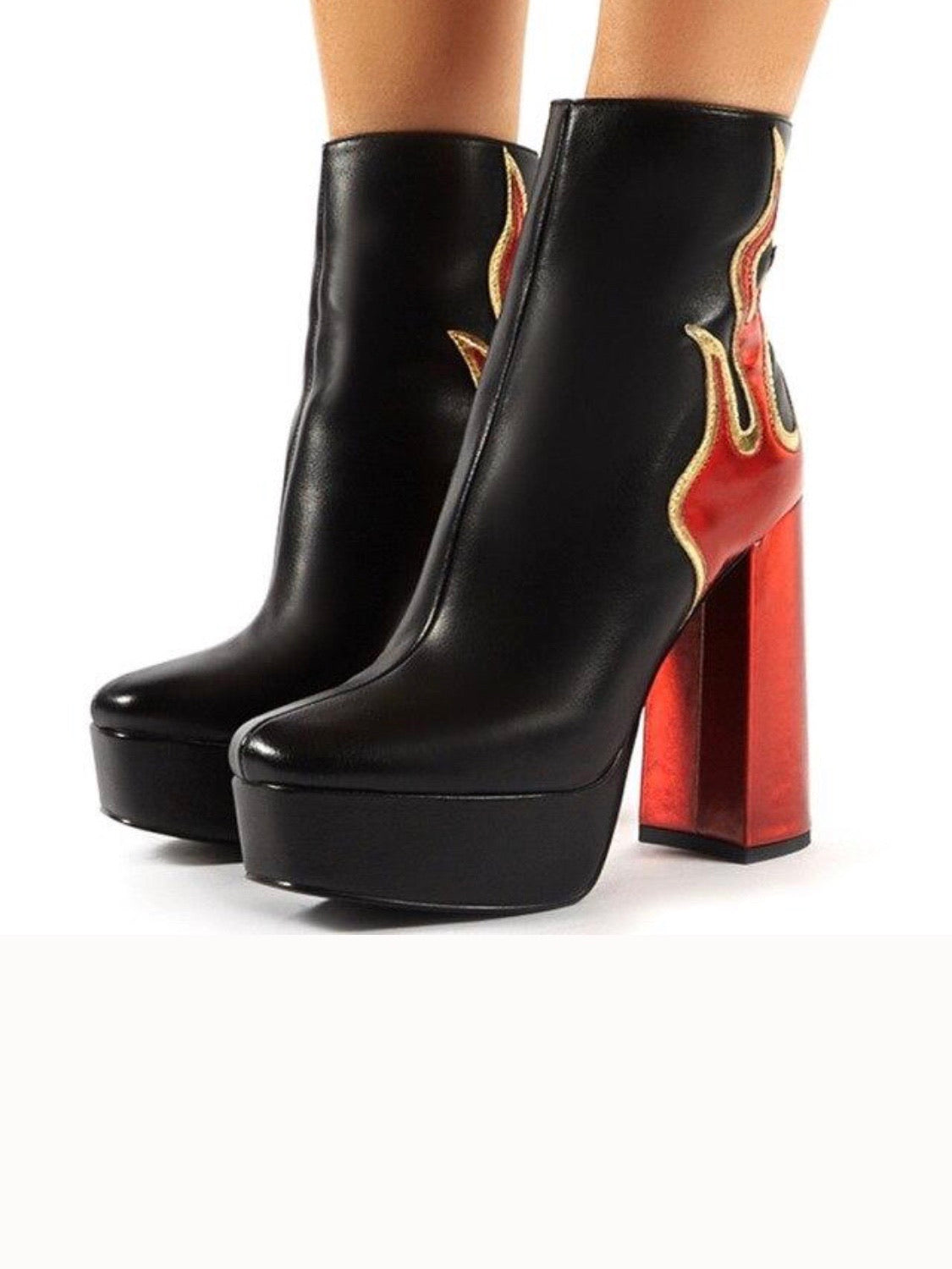 Platform Boots red Flames