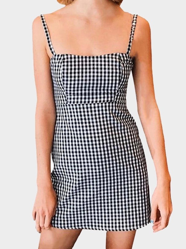 Plaid dress slim