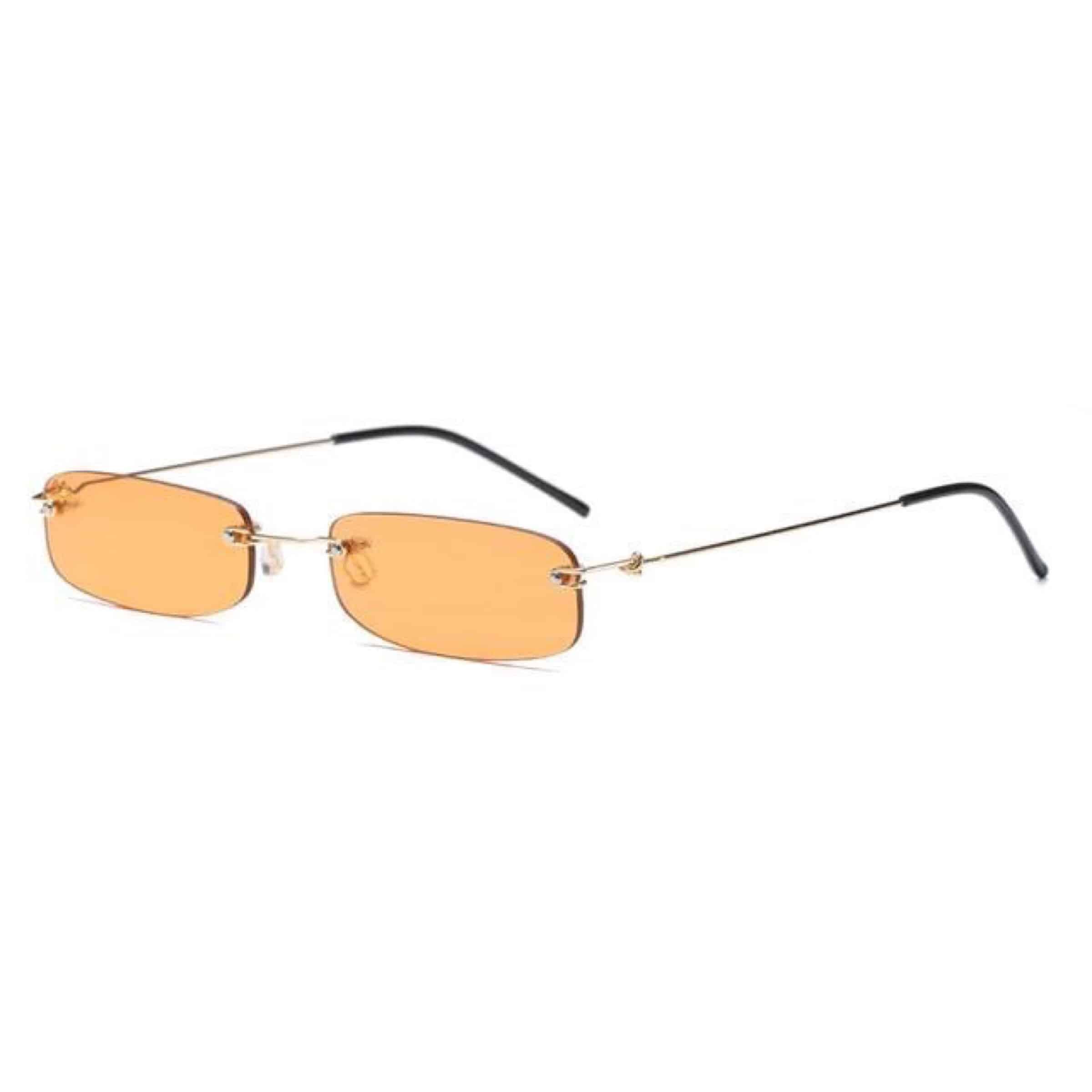 clear orange rectangular glasses frameless and thin branch sunglasses 