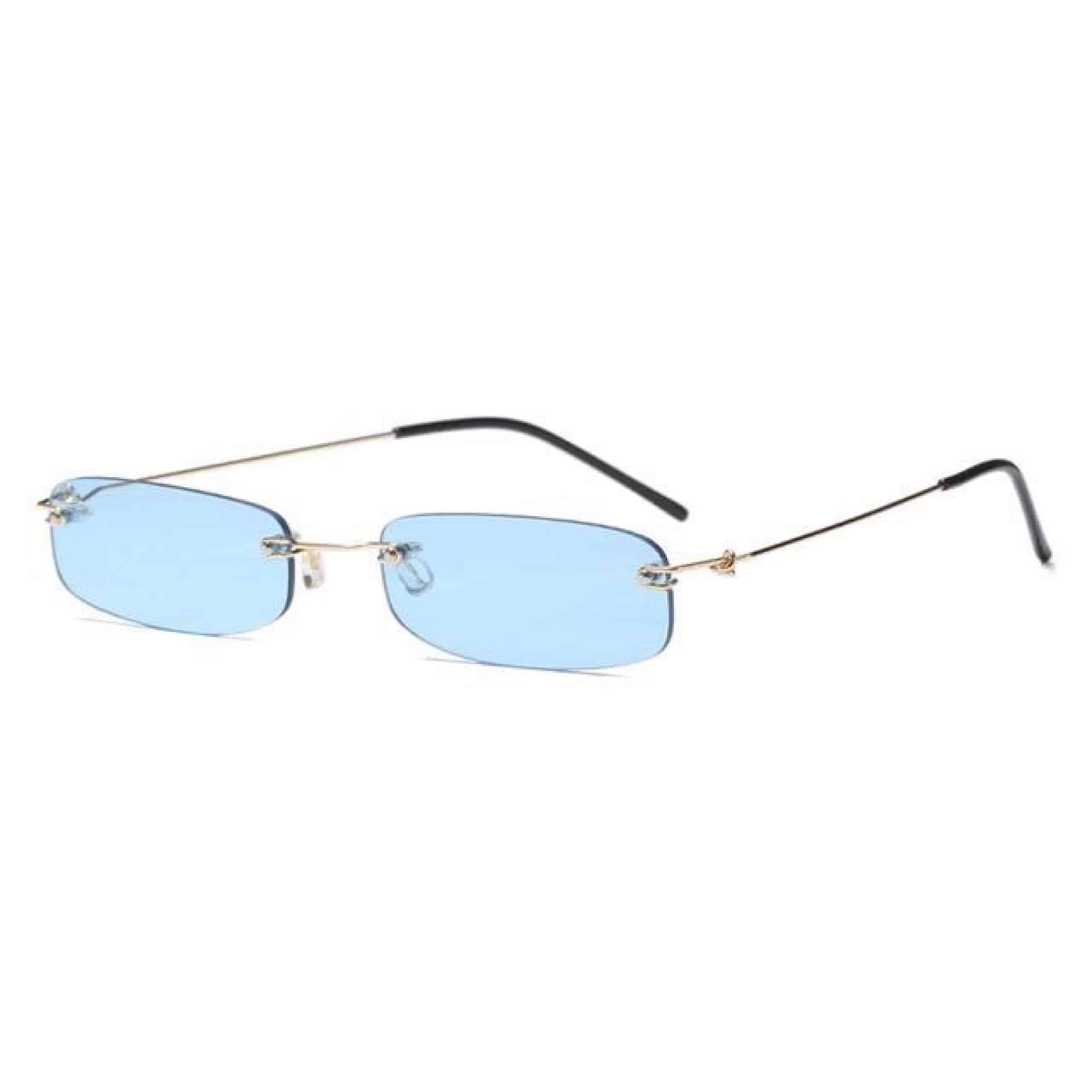 clear blue rectangular glasses frameless and thin branch sunglasses 