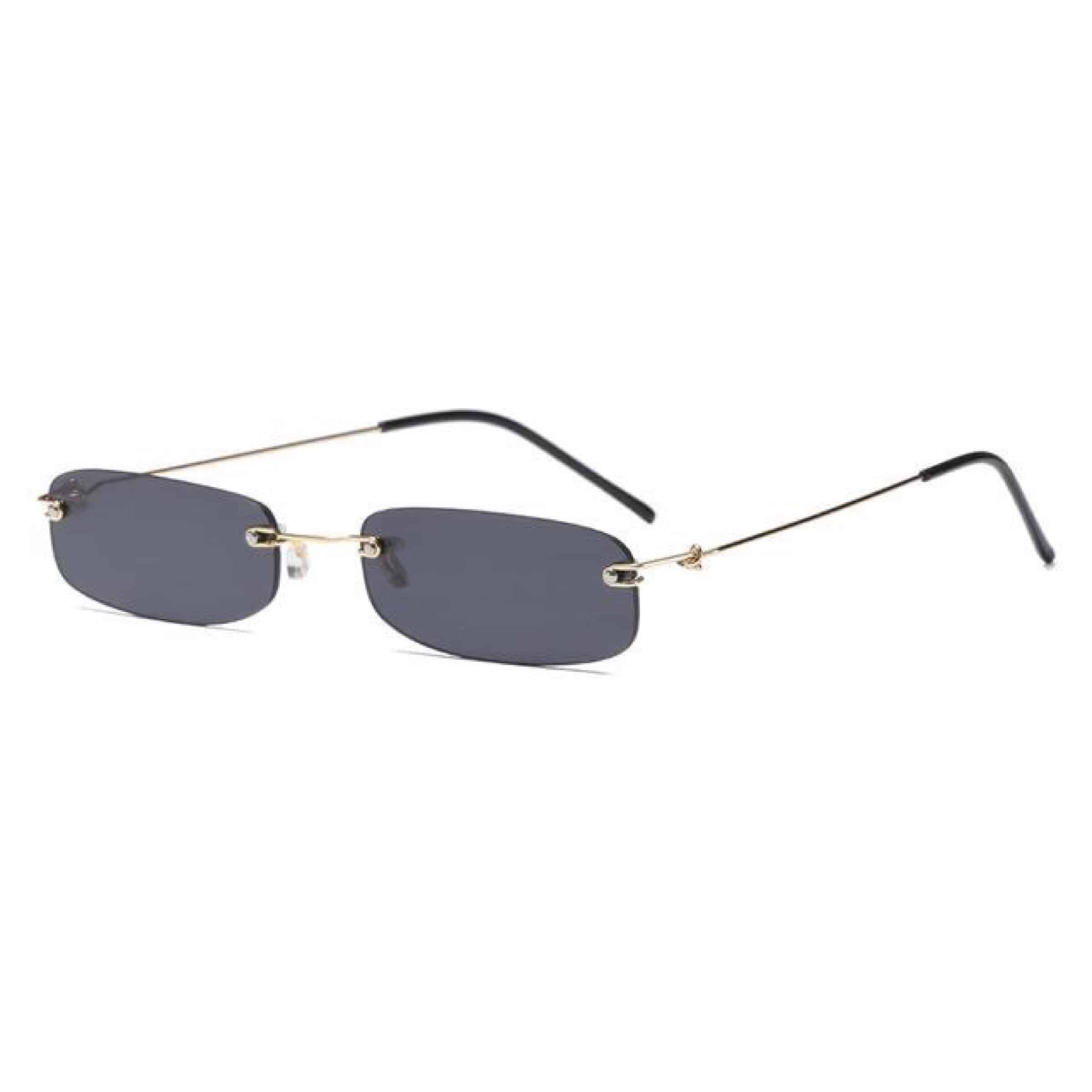 black rectangular glasses frameless and thin branch sunglasses 