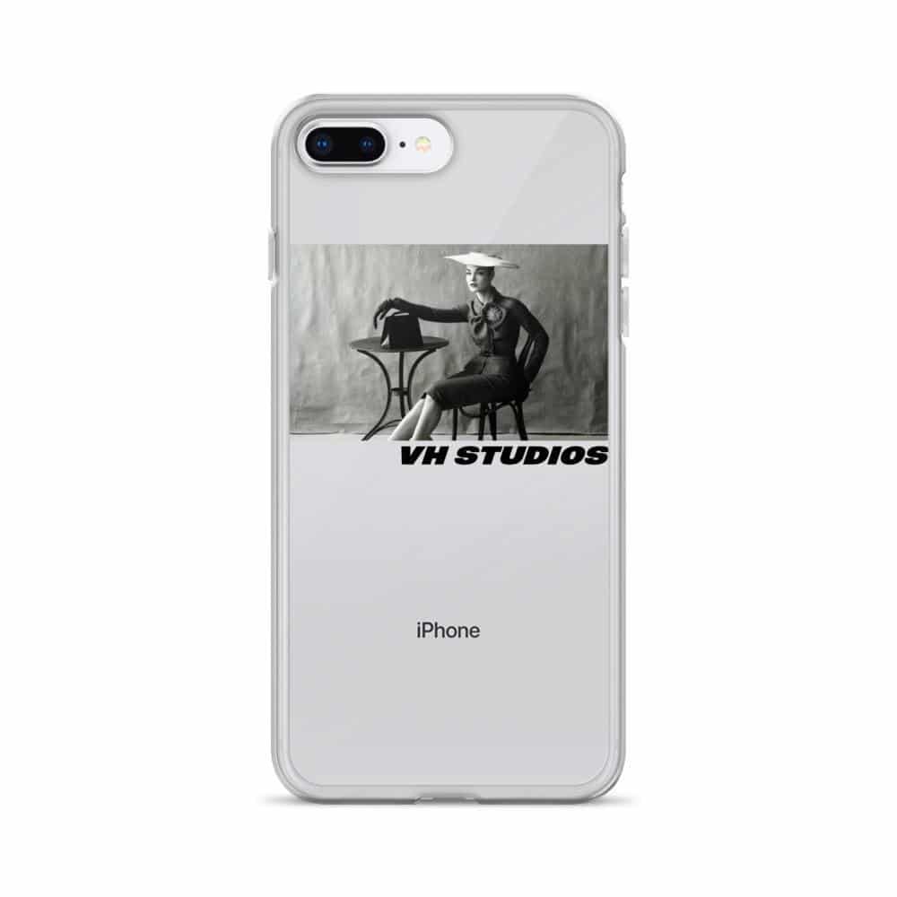 Transparent soft case vh studio with a picture in black and white of an elegant woman sat at a table for iPhone 7 Plus/8 Plus