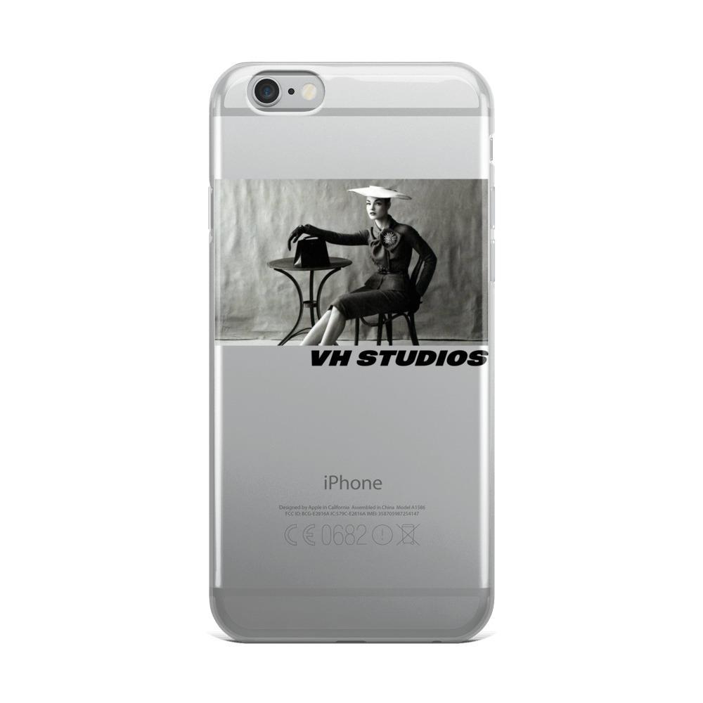 Transparent soft case vh studio with a picture in black and white of an elegant woman sat at a table for iPhone 6 Plus/6s Plus and iPhone 6/6s