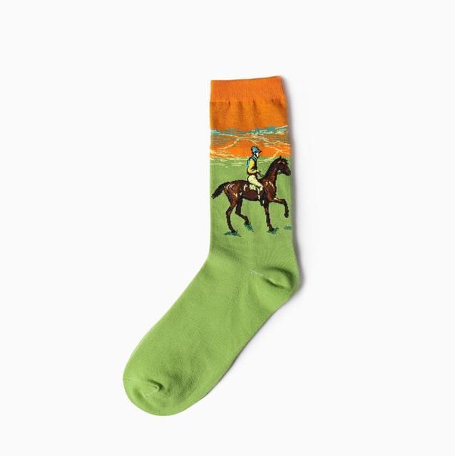 man riding a horse  art socks