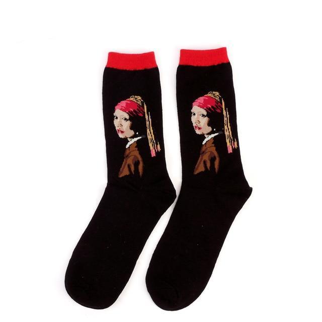 young woman art socks