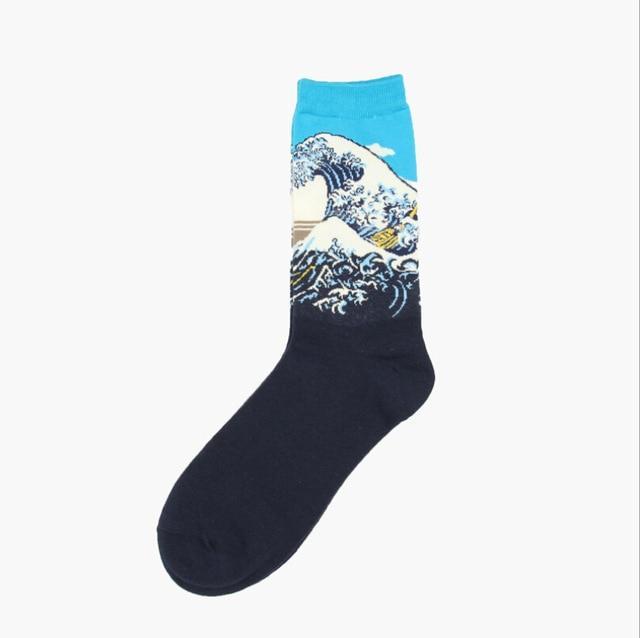 big wave art socks