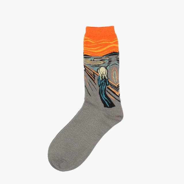 screaming man art socks