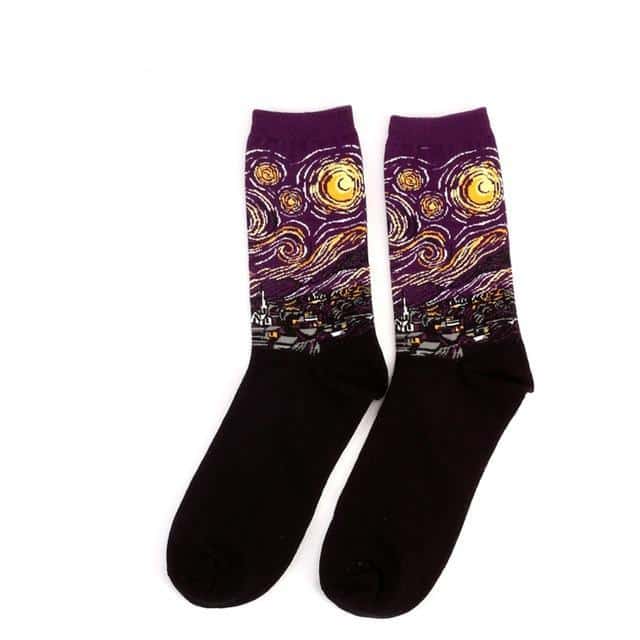 purple sky art socks