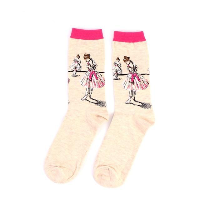 dancing woman art socks