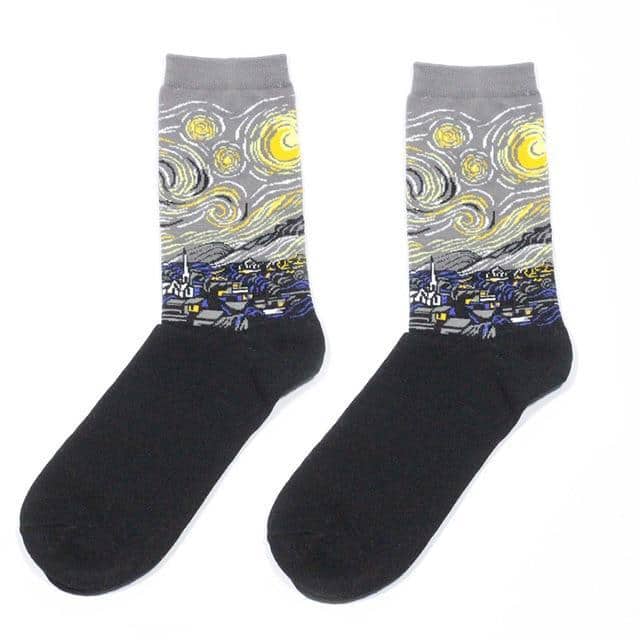 grey sky art socks