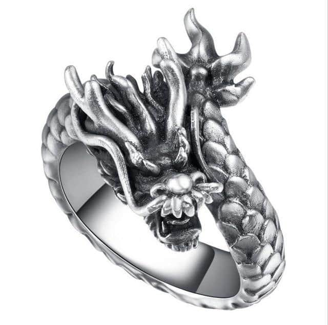 detailed dragon ring around the finger