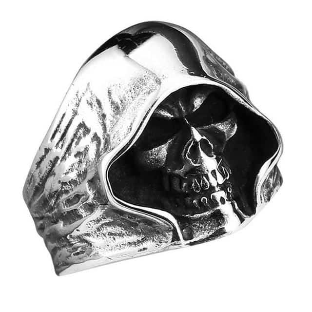 reaper hooded skull head ring